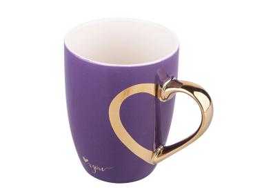 Zdjęcie: Kubek baryłka 300 ml ze złotym uchem Heart reflection fioletowy ALTOM DESIGN