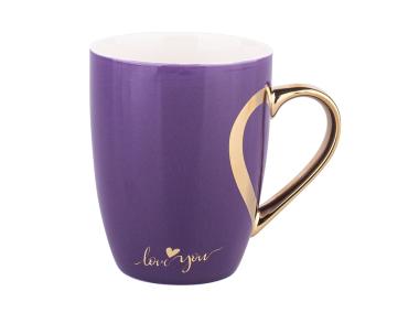 Zdjęcie: Kubek baryłka 300 ml ze złotym uchem Heart reflection fioletowy ALTOM DESIGN