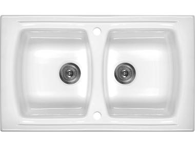 Zdjęcie: Zlewozmywak Lusitano ceramiczny biały 2K B/O 860x500x240, 3,5" + osprzęt DEANTE