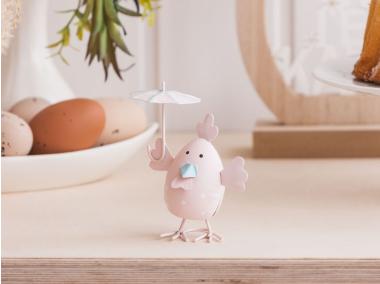 Zdjęcie: Figurka metalowa Kurka jasnoróżowa z rozłożoną parasolką 7x9 cm ALTOMDESIGN
