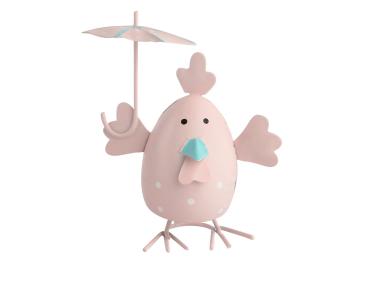 Zdjęcie: Figurka metalowa Kurka jasnoróżowa z rozłożoną parasolką 7x9 cm ALTOMDESIGN