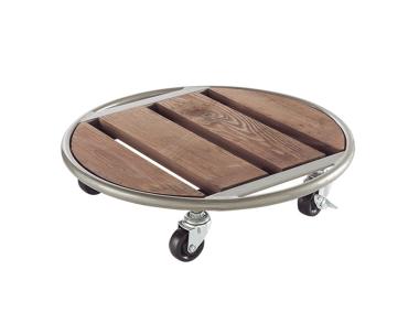 Zdjęcie: Podstawka na kółkach pod doniczkę Floraroll Metal Wood, fi35 cm FSC-FR NORTENE