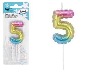 Zdjęcie: Świeczka urodzinowa Jelly Cyferka 5 72029 RAVI