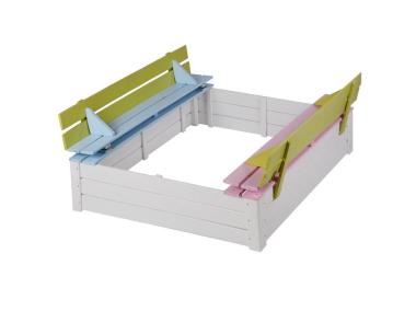 Zdjęcie: Piaskownica 140x140 cm z ławeczką i przykryciem Tom SOBEX