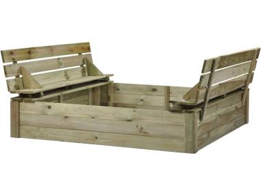 Zdjęcie: Piaskownica 140x140 cm z ławeczką i przykryciem Tom SOBEX