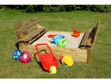 Zdjęcie: Piaskownica 140x140 cm z ławeczką i przykryciem Tom SOBEX