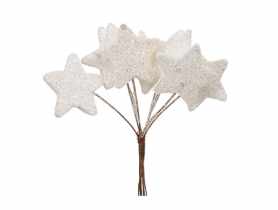 Gwiazdki w wiązce 12,5 cm brokatowe białe 10 sztuk główek JUMI