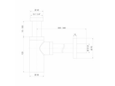 Zdjęcie: Syfon ozdobny do umywalki butelkowy bez spustu metalowy, grafit INSTADRAIN