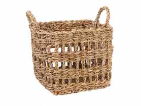 Kosz z trawy morskiej z uchwytami 29x29x24/30 cm kwadratowy TIN TOURS