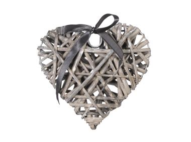 Zdjęcie: Serce wiklinowe z tasiemką 15x15x3 cm szare TIN TOURS