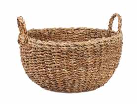 Kosz z trawy morskiej z uchwytami 38x38x18/25 cm okrągły TIN TOURS