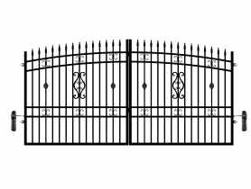 Brama dwuskrzydłowa Milena 3,50 m, 1,55-1,75 m, stal ocynk+RAL9005 z automatem POLBRAM