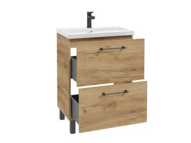 Zdjęcie: Zestaw szafka z umywalką Lido 60 cm dąb craft złoty DEFRA