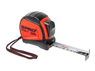 Zdjęcie: Miara zwijana PR-60-11, hamulec odwrotny, nylon, dwustronna, 8 m- 25 mm PRO