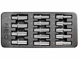 Nasadki długie 1/2", 8-21 mm, zestaw 14 sztuk, wkładka NEO