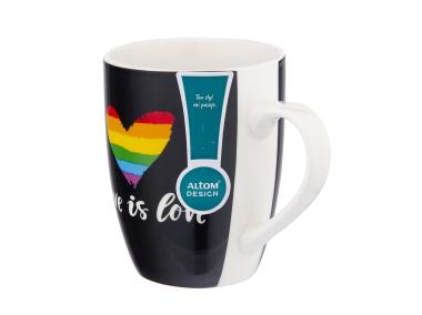 Zdjęcie: Kubek baryłka 340 ml dekoracja Love is love czarny ALTOM DESIGN