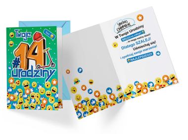 Zdjęcie: Karnet PR-338 Urodziny 14 - cyferki KUKARTKA