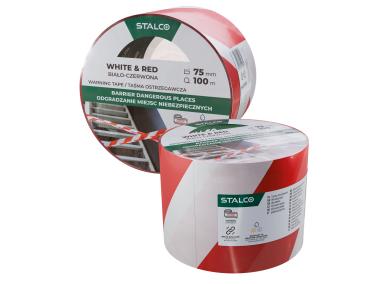 Zdjęcie: Taśma ostrzegawcza biało-czerwona 75 mm x 100 m STALCO