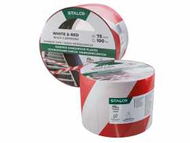Taśma ostrzegawcza biało-czerwona 75 mm x 100 m STALCO