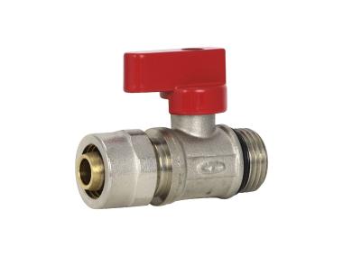 Zdjęcie: Zawór kulowy mini 1/2"x16 PEX z rączką czerwoną TYCNER