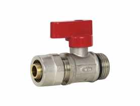Zawór kulowy mini 1/2"x16 PEX z rączką czerwoną TYCNER