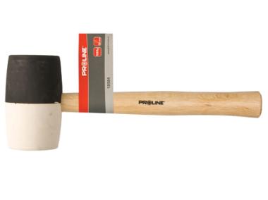 Zdjęcie: Młotek gumowy czarno-biały 580 g drewniany trzonek PROLINE