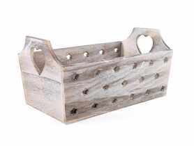 Skrzynka drewniana z wyciętym motywem 23x13x8/11 cm TIN TOURS