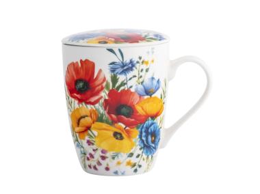 Zdjęcie: Kubek z zaparzaczem i pokrywką Bukiet Maków 350 ml ALTOMDESIGN