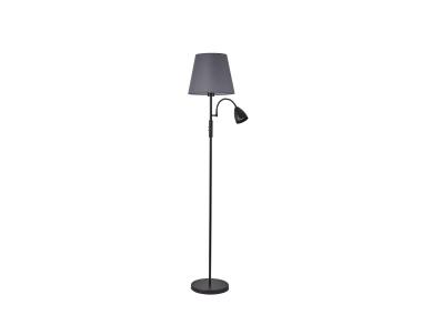 Zdjęcie: Lampa podłogowa Artemis plus, czarna podstawa, szary abażur ADRILUX