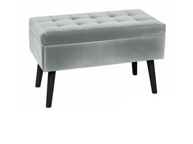 Zdjęcie: Ława ze schowkiem Gloria, szara, nogi drewniane TS INTERIOR