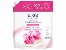 Mydło w płynie Creamy & Soft róża i proteiny mleka 1,5 L zapas LUKSJA