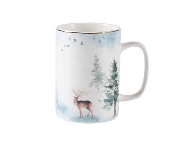 Zdjęcie: Kubek prosty Misty Forest 300 ml dekoracja jeleń ALTOMDESIGN
