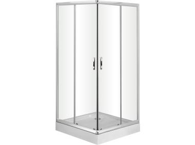 Zdjęcie: Kabina kwadratowa 80x80, szkło transparentne, polski brodzik o wysokości 16 cm w komplecie LIVENO
