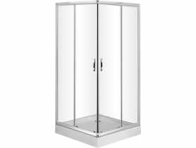 Kabina kwadratowa 80x80, szkło transparentne, polski brodzik o wysokości 16 cm w komplecie LIVENO