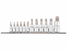 Bity Torx na nasadce 1/4, 3/8, 1/2, zestaw 12 szt. TOPEX