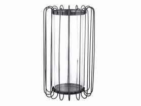 Świecznik metalowy szprosowy z wkładem szklanym 16x16x28 cm czarny ALTOMDESIGN