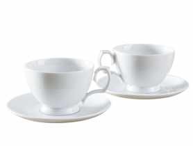 Komplet 2 filiżanek śniadaniowych Mariapaula biała 350 ml, Spodek 17 cm ALTOMDESIGN