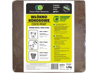 Zdjęcie: Włókno kokosowe COCO peat 6 mm brykiet 4,5kg 63L BIOVITA