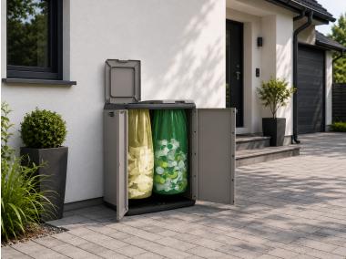 Zdjęcie: Szafka do segregacji odpadów 2-komorowa 68x39x92 cm OŁER