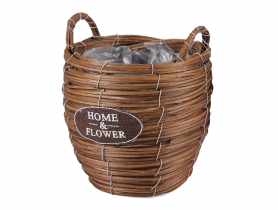 Kosz do obsadzania okragły z uchwytami brązowy TIN TOURS