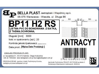 Zdjęcie: Listwa do boniowania PVC z siatką BP11 H2RS L300 antracyt BELLA PLAST
