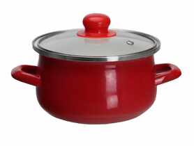 Garnek emaliowany z pokrywką czerwony 22 cm - 5 L EMALIA