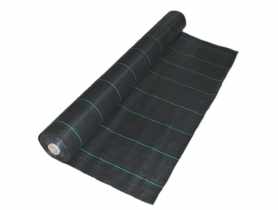 Tkanina PP ogrodnicza PR843/40 czarna, zielone paski co 20 cm, 2xUV rozcinana TRANS-PAL