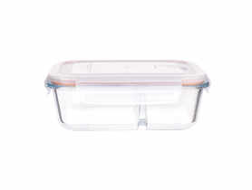 Pojemnik żaroodporny 3-dzielny z pokrywką prostokątny 1,5 L - 23x17x8 cm Noble ALTOMDESIGN