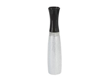 Zdjęcie: Wazon dekoracyjny Fena 10x10x46 cm czarno-srebrny EUROFIRANY