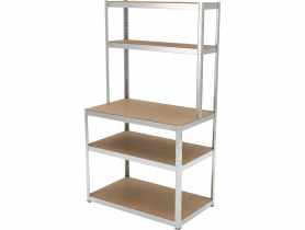 Regał metalowy wciskany z blatem roboczym, 5 półek, 180x100x60x30, 175 kg, ocynk PROFIX