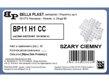 Zdjęcie: Profil krzyżowy PVC BP11 H1 CC szary ciemny, łącznik do listwy do boniowania BELLA PLAST