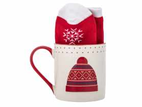 Zestaw kubek świąteczny 500 ml czerwony ze skarpetkami ALTOM DESIGN