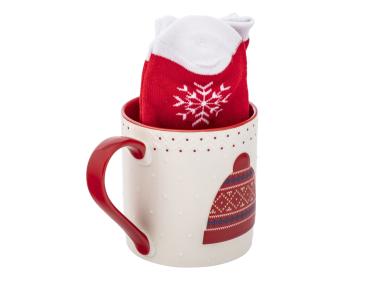 Zdjęcie: Zestaw kubek świąteczny 500 ml czerwony ze skarpetkami ALTOM DESIGN