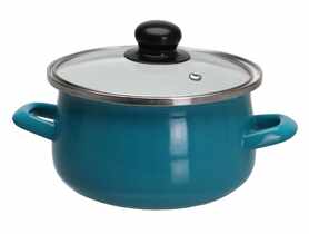 Garnek emaliowany z pokrywką turkusowy 16 cm - 1,9 L EMALIA
